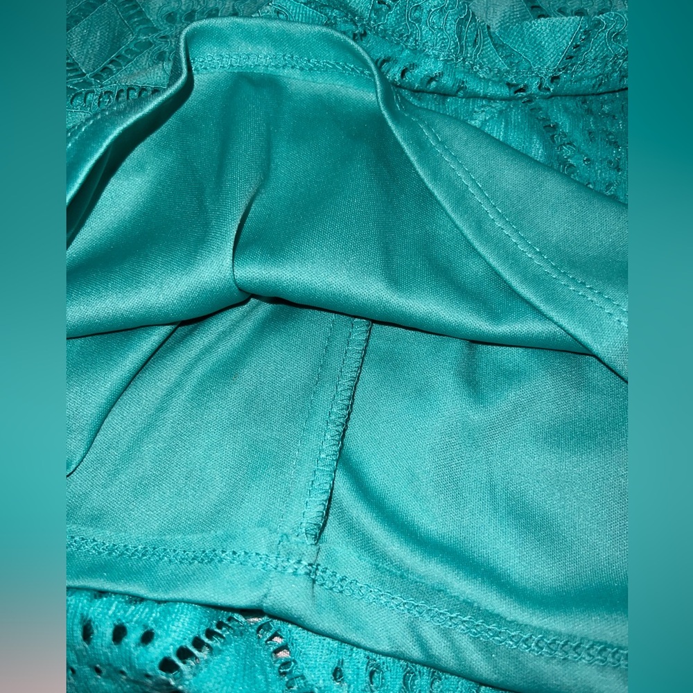 Lily Rose Spaghetti Strap Crochet Lace Mini Dress, Size Small, NWT, Aqua Blue - Picture 9 of 16